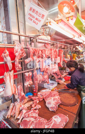 China, Hong Kong, Meat Shop, Goat Meat Display Stock Photo - Alamy