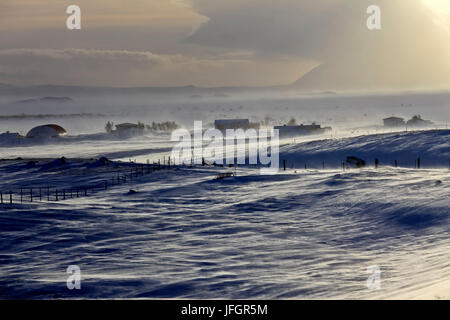 Iceland, Iceland, north-east, region of Myvatn, winter tower, weather, stormily, wind near the lake Myvatn Stock Photo