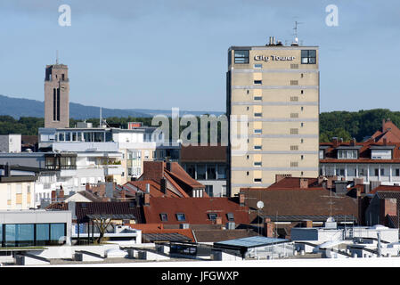 View at town and tower of St. Peter Canisius, Friedrichshafen, Lake of Constance, Baden-Wurttemberg, Germany Stock Photo