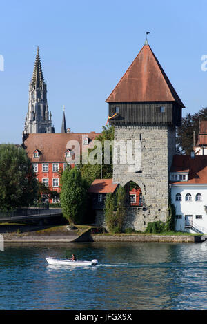 Tower in the harbour, Constance, Lake of Constance, Baden-Wurttemberg, Germany Stock Photo