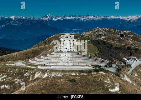 Monument in Monte Grappa, world war monument, autumn, aerial shots, Ventien, Italy Stock Photo