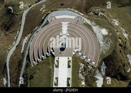 Monument in Monte Grappa, world war monument, autumn, aerial shots, Ventien, Italy Stock Photo