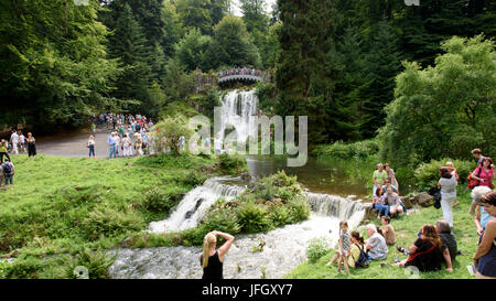 Water fountains mountain park Wilhelmshöhe, UNESCO world heritage, Kassel, Hessen, Germany Stock Photo