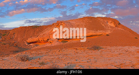 weather-beaten coloured sandstone rocks, beautyful clouds, Damaraland, Namibia, panorama Stock Photo