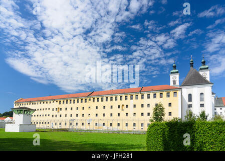 former Benedictine's seminary (today prison), on the right the collegiate church, Austria, Upper Austria, Garsten Stock Photo