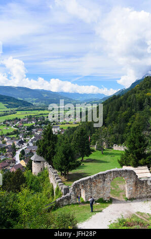 Castle Wolkenstein, view at Wörschach and the Ennstal, Austria, Styria, Dachstein Tauern region, Wörschach Stock Photo