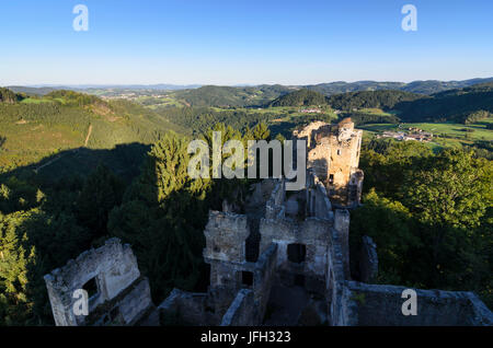 View of the donjon of the castle ruin Prandegg, Austria, Upper Austria, Mühlviertel, Schönau in the Mühlkreis Stock Photo