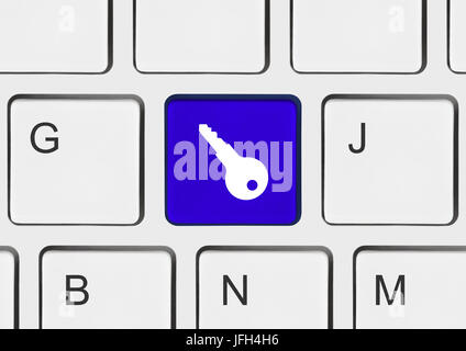 Computer keyboard with security key Stock Photo