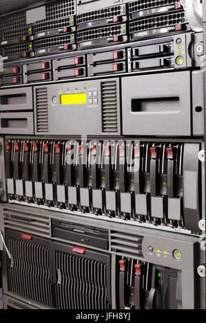 Rack mounted IT equipment background Stock Photo