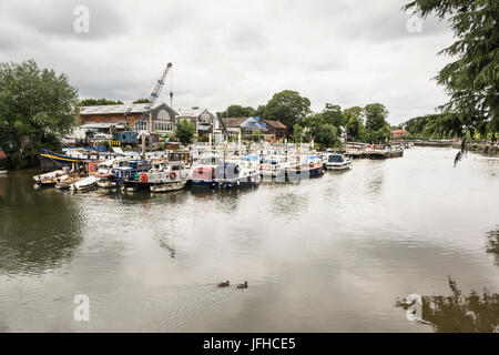 View of the River Thames at Eel Pie Island, Twickenham, London UK Stock Photo