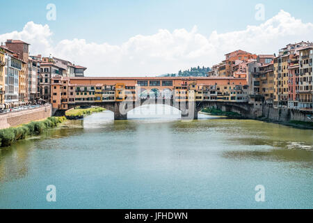 The east side of Ponte Vecchio (old bridge) in Florece Italy Stock Photo