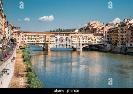 The east side of Ponte Vecchio (old bridge) in Florece Italy