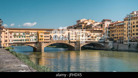 The east side of Ponte Vecchio (old bridge) in Florece Italy Stock Photo