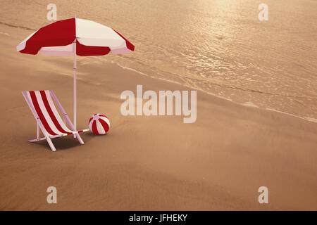 Composite image of image of sun lounger and sunshade Stock Photo