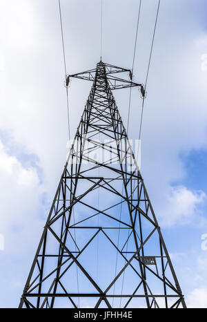 Bottom view of a electricity tower Stock Photo