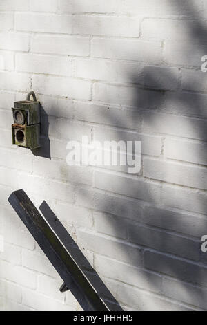 Double socket on a white wall Stock Photo