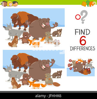 spot differences game with animals Stock Photo