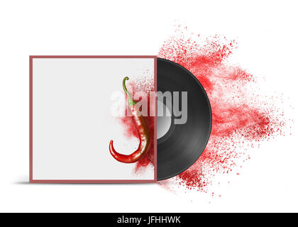 Realistic Vinyl Record with Cover Mockup Stock Photo