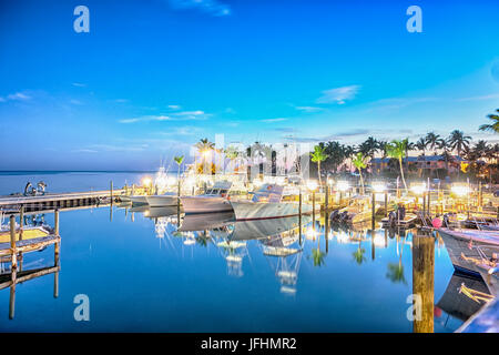 Florida Keys fishing boats in turquoise tropical blue water Stock Photo