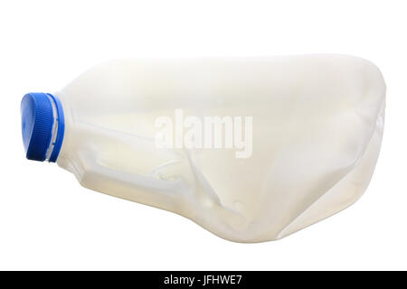 Crushed plastic recyclable milk container Stock Photo - Alamy