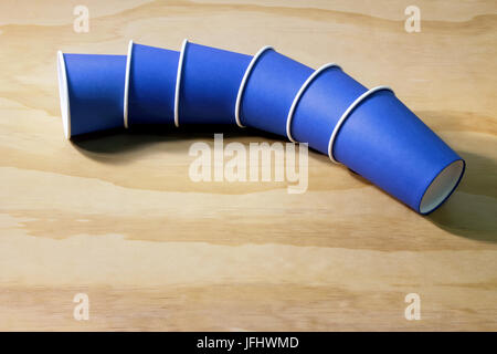 Paper Cups on Wooden Background Stock Photo