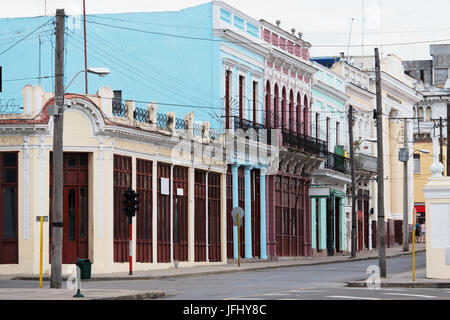 Cienfuegos, Cuba - Buildings and streets lanes Stock Photo