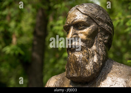 Sculpture of Grigorii Rasputin in Siberian city Tumen Stock Photo