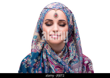 Muslim woman in fashion concept isolated on white Stock Photo