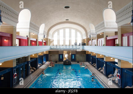 Jugendstil bath Darmstadt, Jugendstil indoor swimming pool, Darmstadt, Hessen, Germany Stock Photo