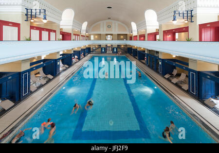 Jugendstil bath Darmstadt, Jugendstil indoor swimming pool, Darmstadt, Hessen, Germany Stock Photo