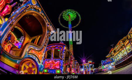 Amusement park southern ring at night, Olympic area, Innsbruck, Tyrol, Austria Stock Photo