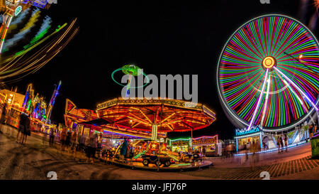 Amusement park southern ring at night, Olympic area, Innsbruck, Tyrol, Austria Stock Photo