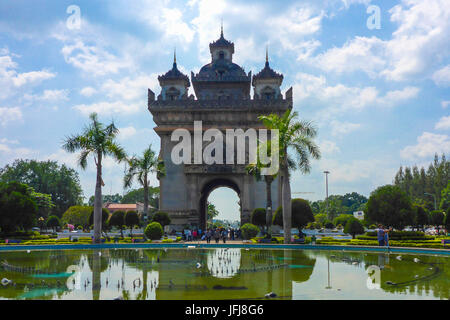 Asia, Laos, landlocked country, South-East Asia, Indo-Chinese peninsula, Vientiane, Patuxai Stock Photo