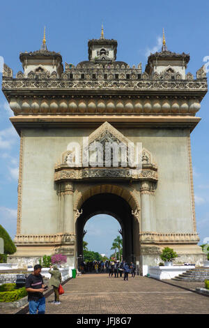 Asia, Laos, landlocked country, South-East Asia, Indo-Chinese peninsula, Vientiane, Patuxai Stock Photo