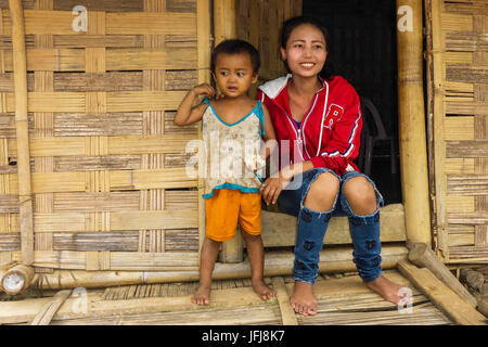 Asia, Laos, landlocked country, South-East Asia, Indo-Chinese peninsula, stage Luang Prabang - Muang Ngoi, Hmong village Stock Photo
