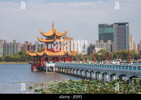 Taiwan, Kaohsiung City, Tsoying District, Lotus Pond, Pavillion Stock Photo