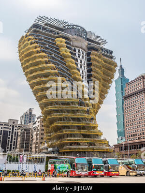 Taiwan, Taipei City, New Twisting Tower by Vincent Callebaut architect, 101 Building Stock Photo