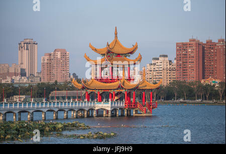 Taiwan, Kaohsiung City, Tsoying District, Lotus Pond, Pavillion Stock Photo