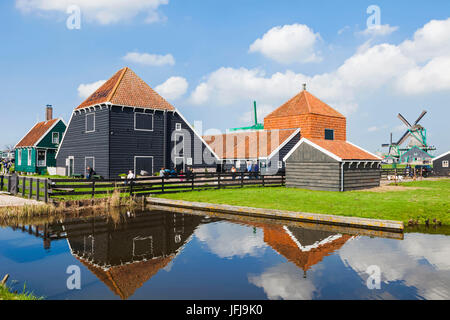 Europe, Netherlands, Zaandam, Zaanse Schans, Windmills Stock Photo