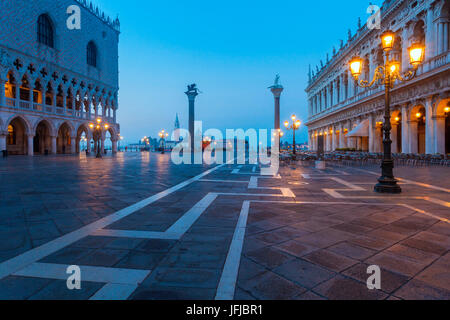 Venice, Italy, Piazzetta San Marco in a summer dawn, near St. Mark's Square Stock Photo