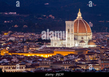 Europe, Italy, Tuscany, Florence, Cathedral of Santa Maria Novella in the center of Florence at first evening lights Stock Photo