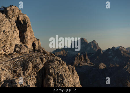 Lagazuoi mount, Falzarego Pass, Cortina d'Ampezzo, Dolomiti, Dolomites, Belluno, Veneto, Italy, Kaiserjager's path Stock Photo