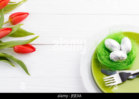 Easter table setting Stock Photo