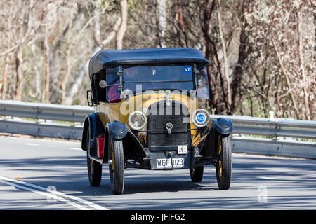 Vintage 1923 Dodge Four Tourer driving on country roads near the town of Birdwood, South Australia. Stock Photo