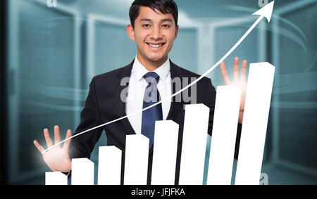 Composite image of smiling businessman touching Stock Photo