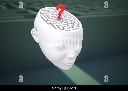 Composite image of maze as brain with question mark Stock Photo