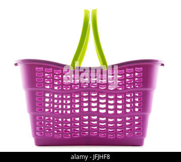 Empty plastic shopping basket isolated on white background Stock Photo