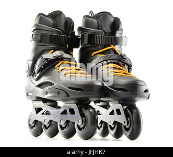 Pair of inline skates isolated on white background. Stock Photo