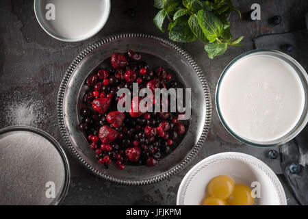 Ingredients for semifreddo on the stone background horizontal Stock Photo