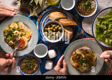 Chickpea soup Revithia and vegetable stew Briam on the table horizontal Stock Photo
